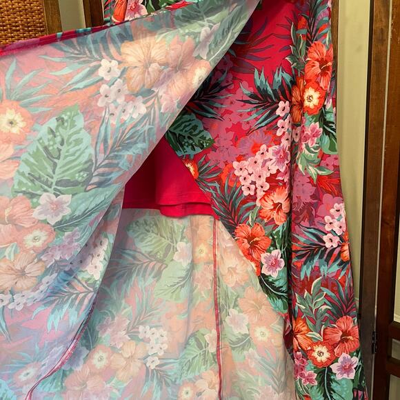 Show Me Your MuMu Flirt Skirt Hawaiian Floral Midi Skirt Size Medium - Picture 3 of 8